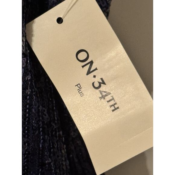 On 34th Sequined Tank Shell Sz 2X NWT Blue Sparkle NYE Holiday Party Women Plus - Picture 4 of 7